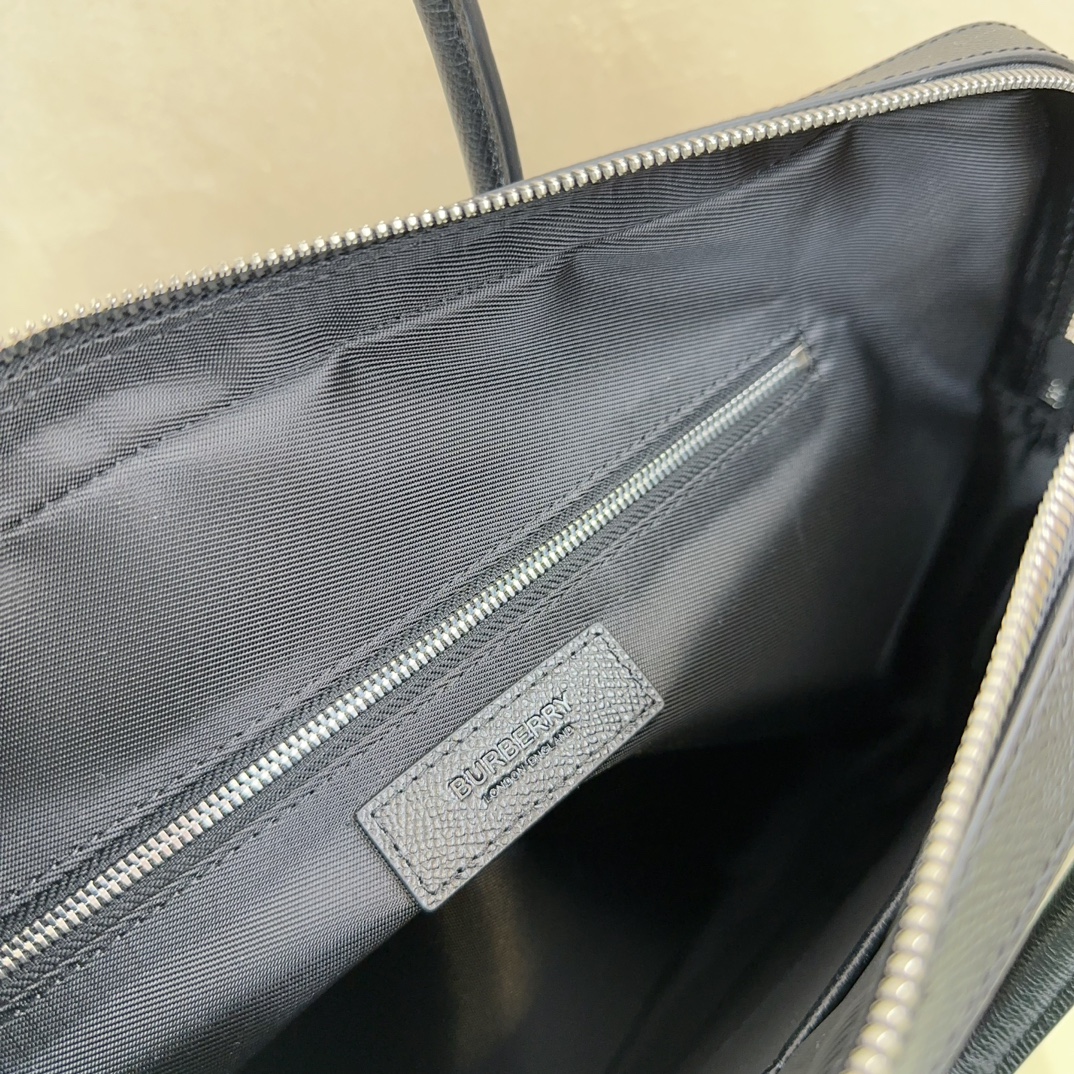 [TOP] BURBERRY Leather Men's Briefcase 37.5x27x5cm - Black