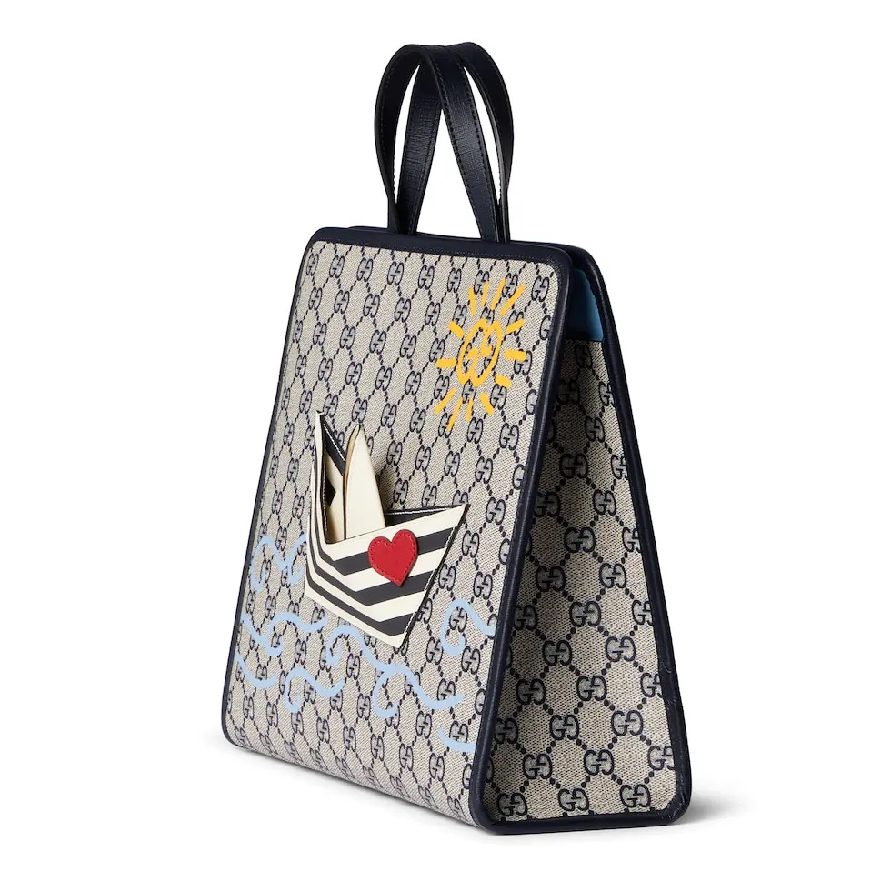 [TOP] GUCCI GG Supreme Canvas Tote Bag 28.5x25x11cm - Beige&Blue