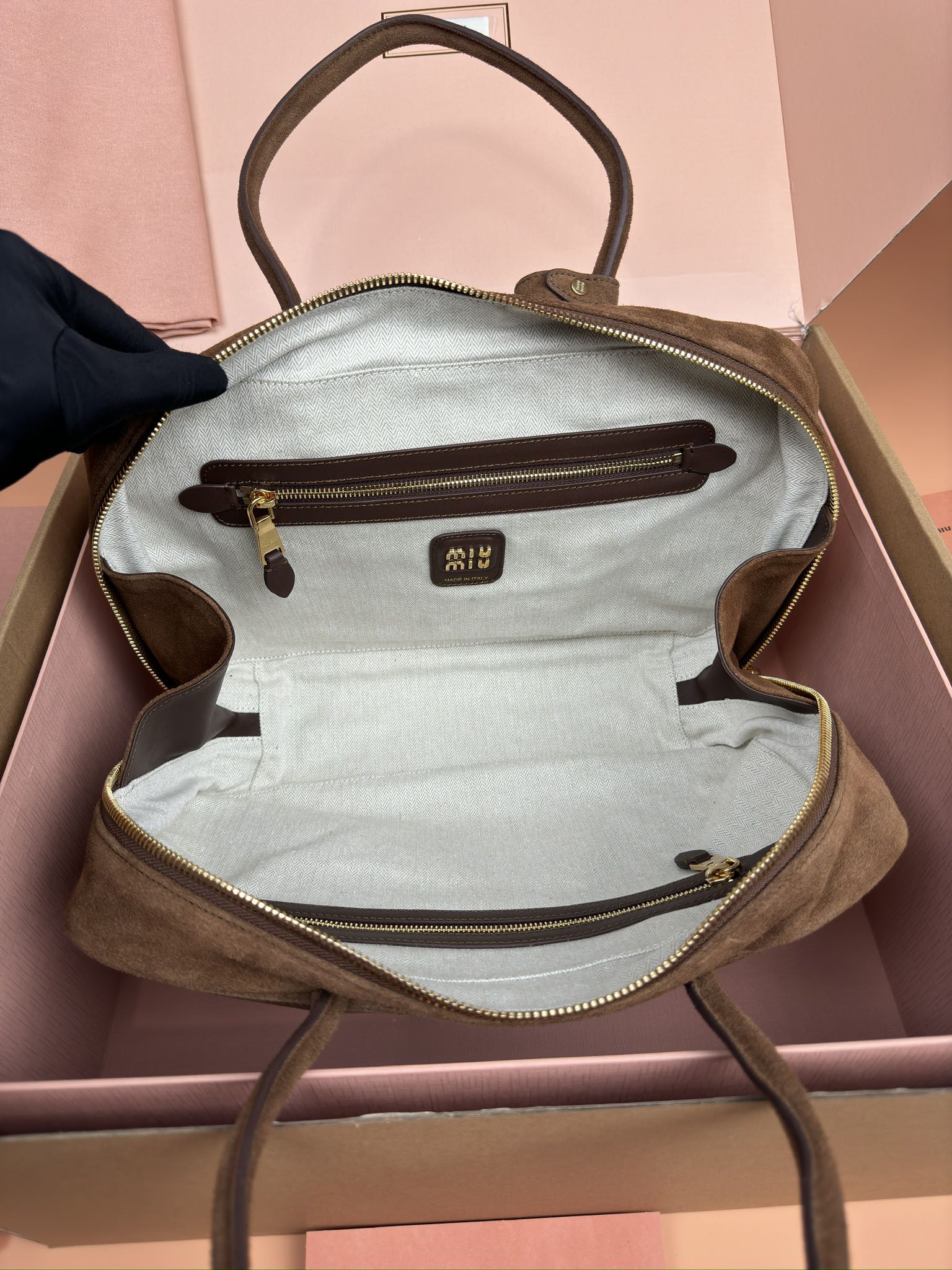 [TOP] Miu Miu Beau Suede Cow Leather Handbag 34x23x10cm - 2 Colour