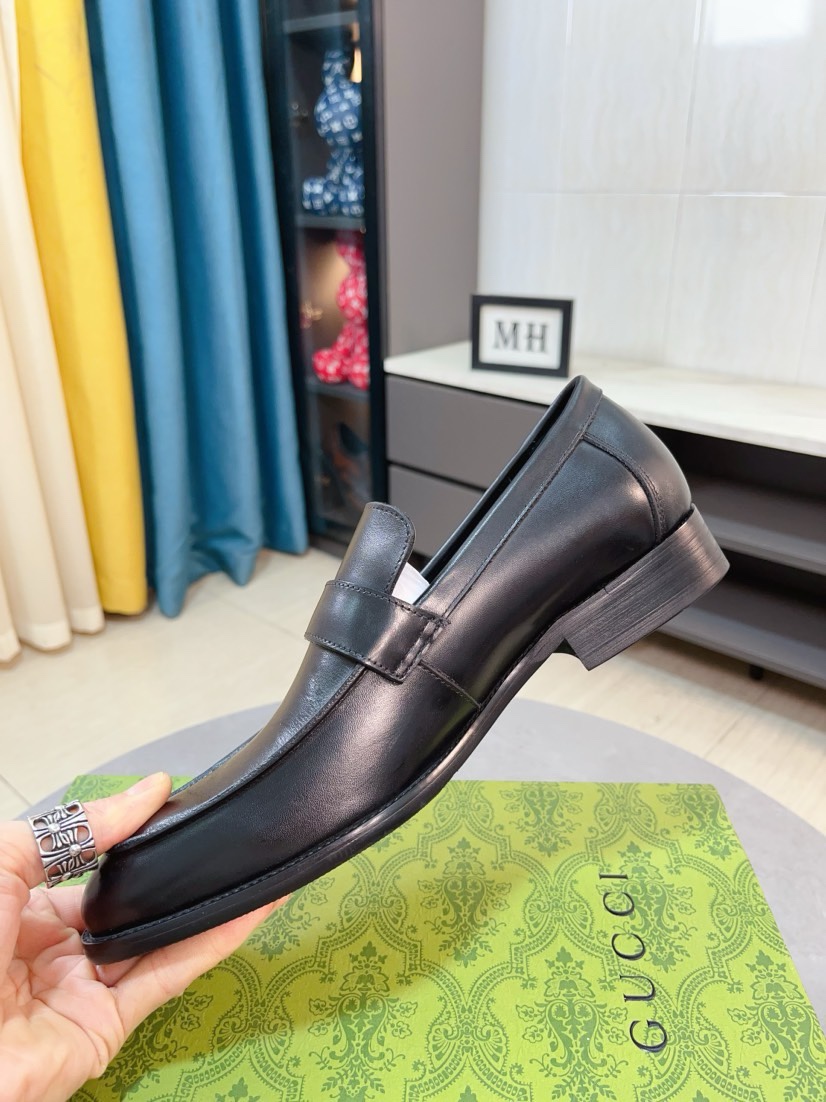 [TOP] GUCCI Men's Business Leather Shoes - Black