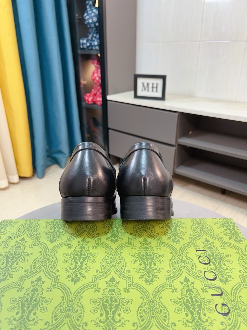 [TOP] GUCCI Men's Business Leather Shoes - Black