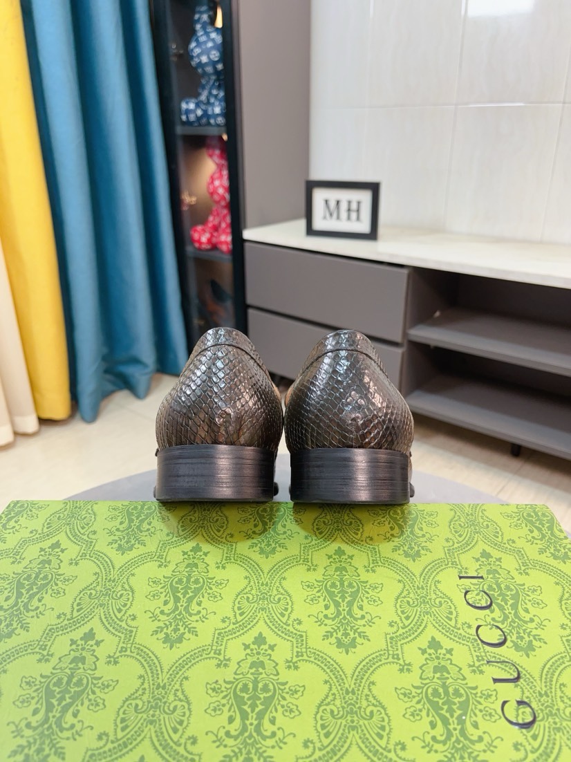 [TOP] GUCCI Men's Business Leather Shoes - Brown