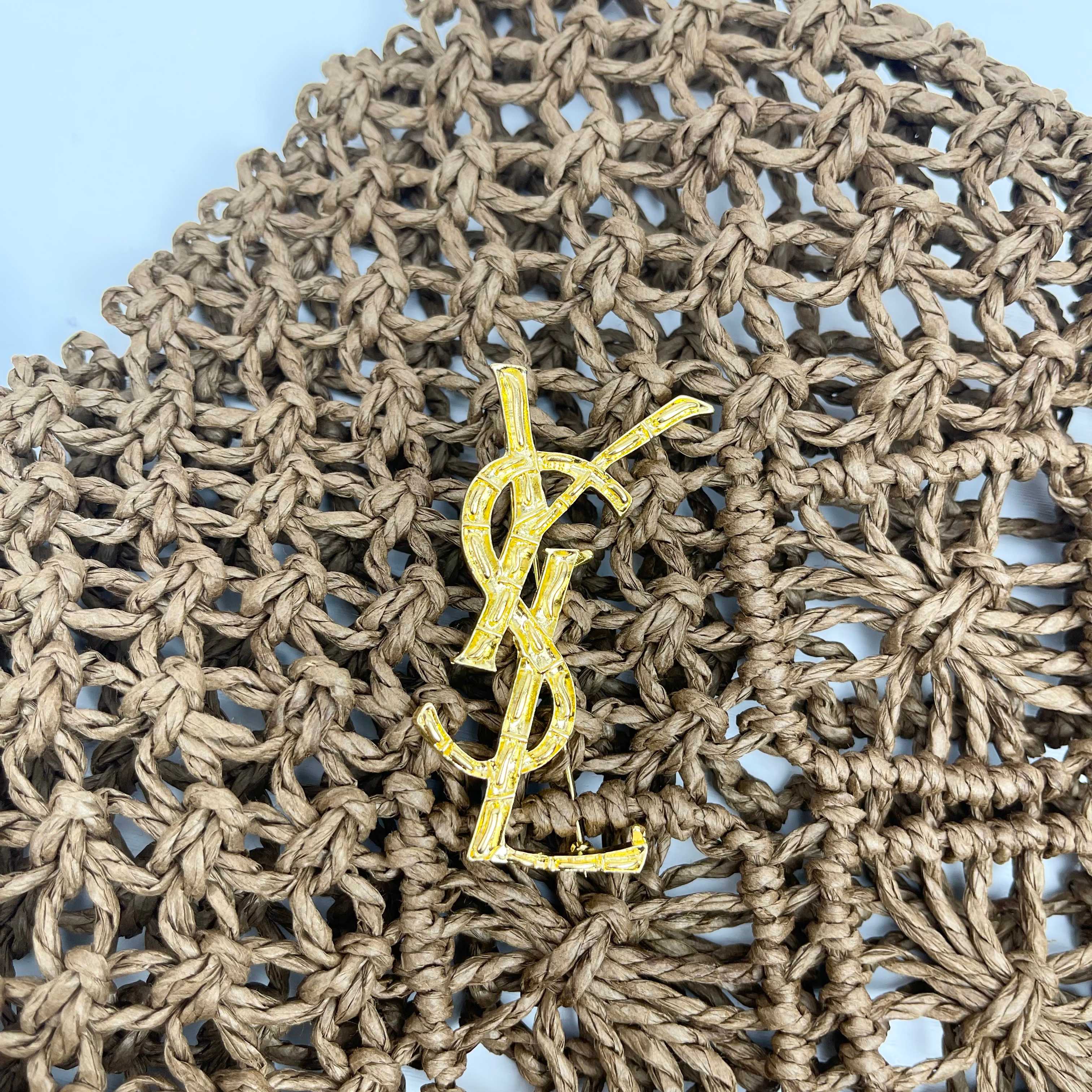 [TOP] Yves Saint Laurent YSL Woven Tote Bag 43X34cm - Brown