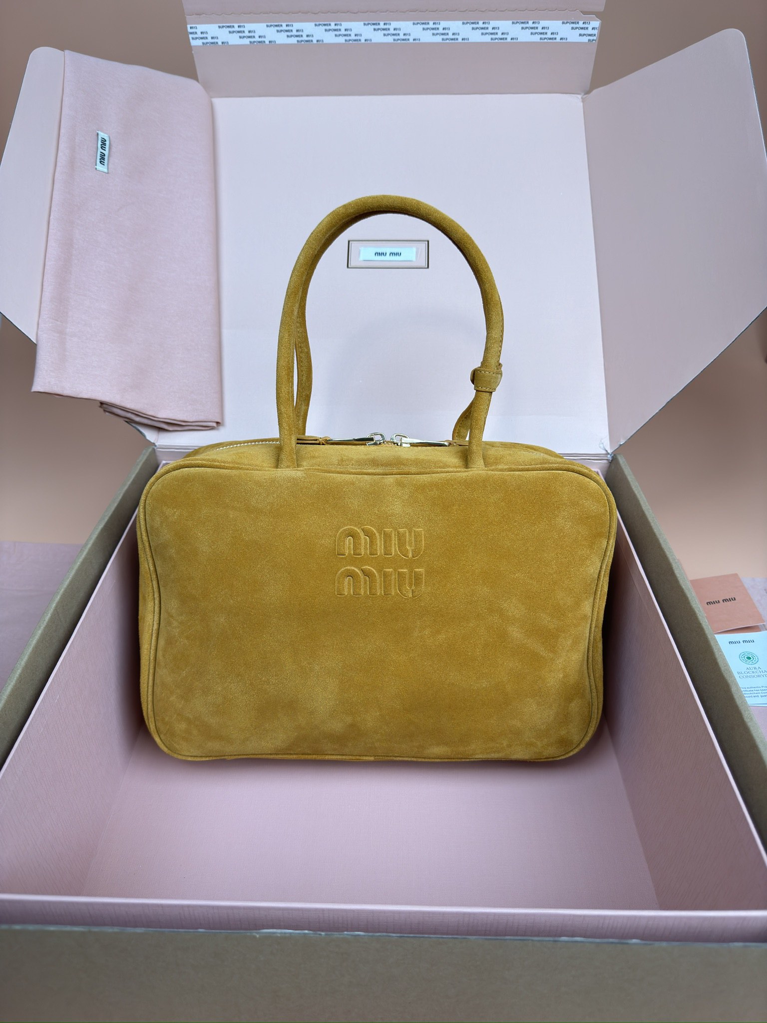 [TOP] Miu Miu Beau Suede Cow Leather Handbag 34x23x10cm - 2 Colour