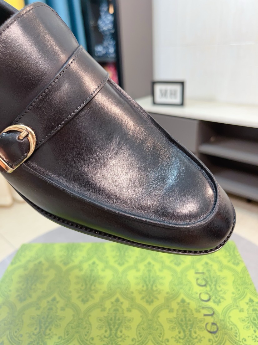 [TOP] GUCCI Men's Business Leather Shoes - Black