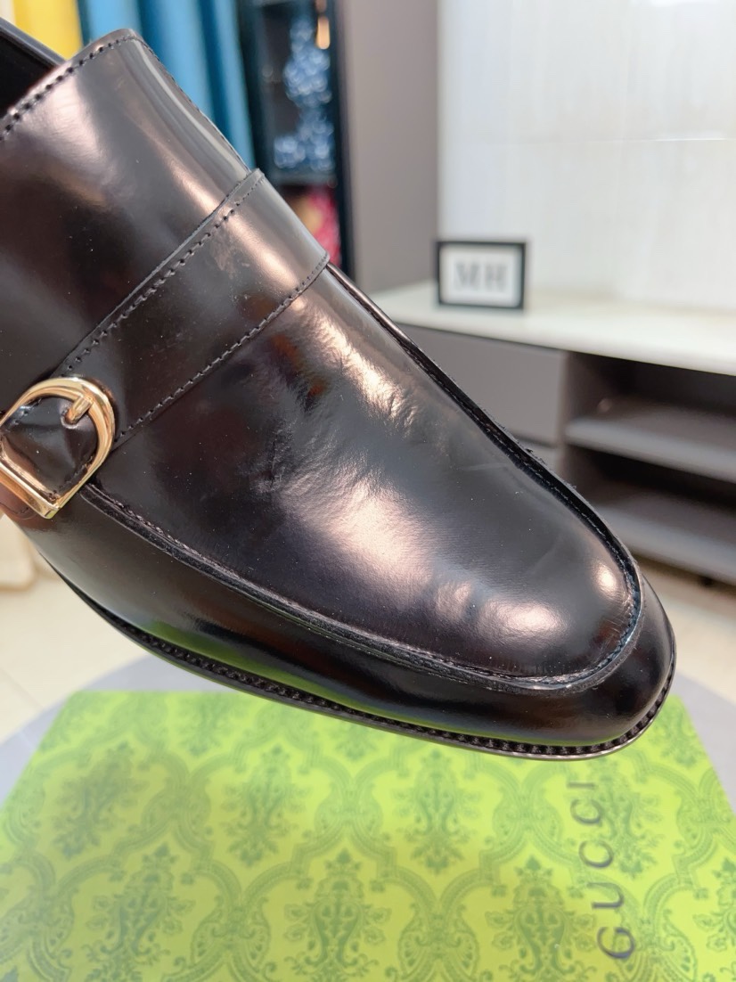 [TOP] GUCCI Men's Business Leather Shoes - Black