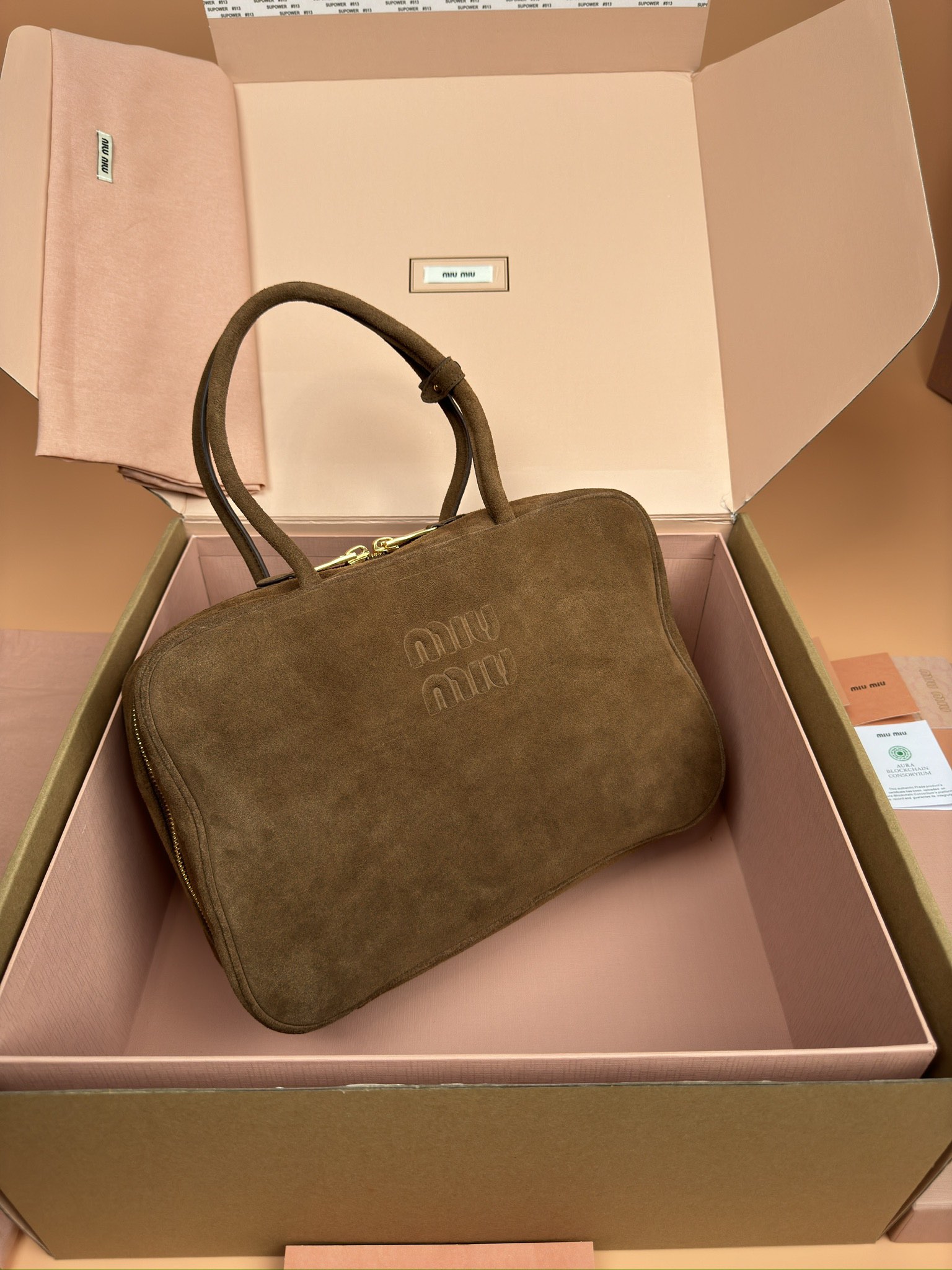 [TOP] Miu Miu Beau Suede Cow Leather Handbag 34x23x10cm - 2 Colour