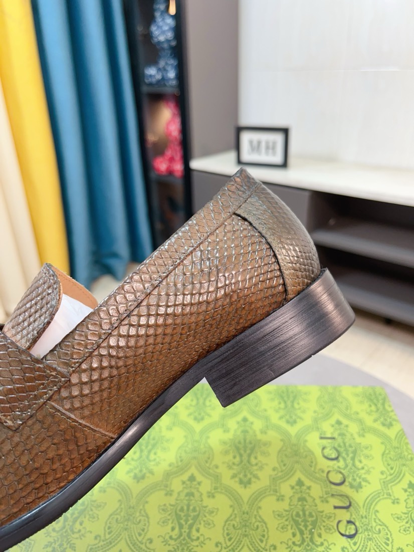 [TOP] GUCCI Men's Business Leather Shoes - Brown