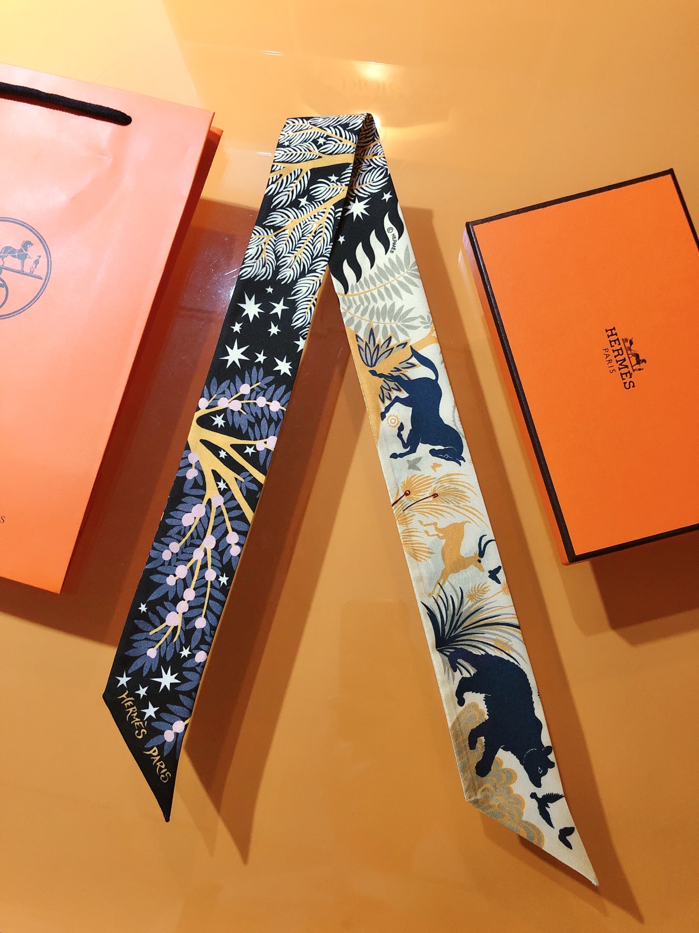 [TOP] HERMES Twilly scarf 5x86cm - Yellow