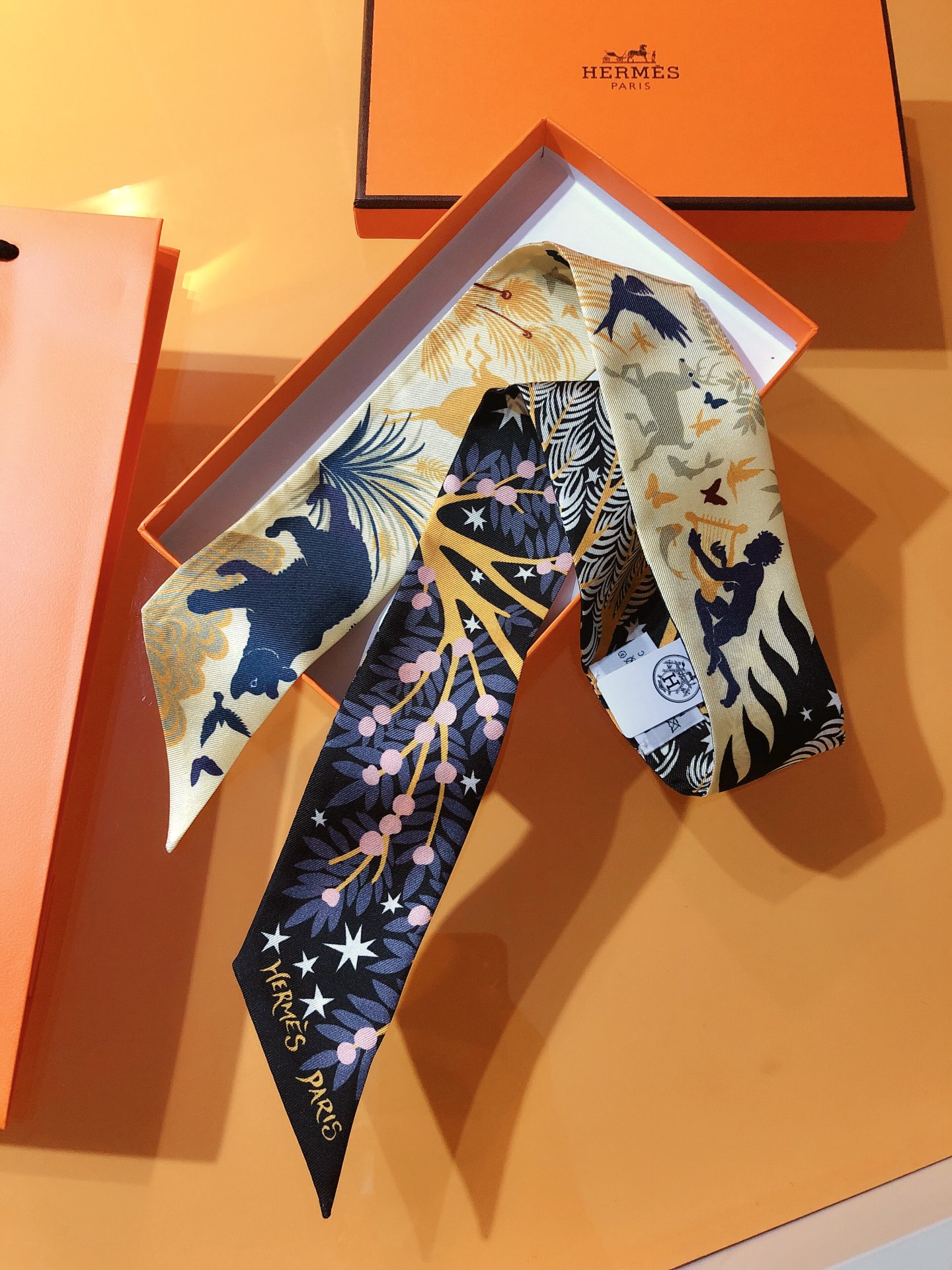 [TOP] HERMES Twilly scarf 5x86cm - Yellow