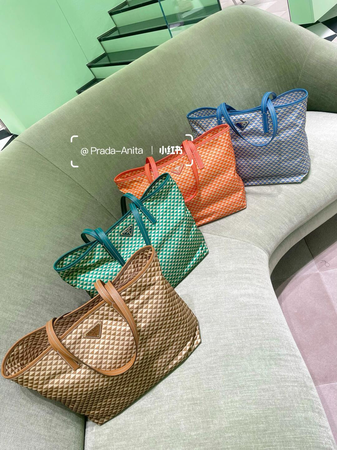 [TOP] PRADA Tessuto Triangulum Tote Bag 33*29*14cm - 4 Colour