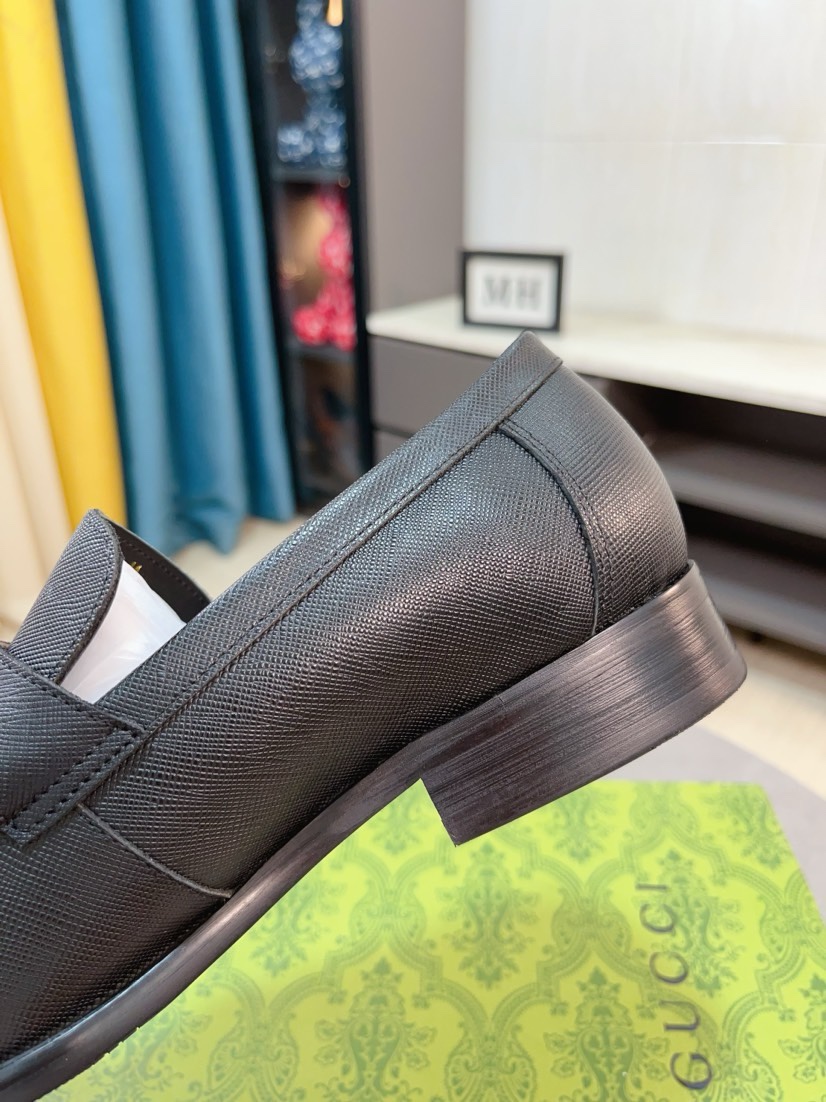 [TOP] GUCCI Men's Business Leather Shoes - Black