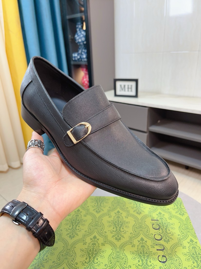 [TOP] GUCCI Men's Business Leather Shoes - Black