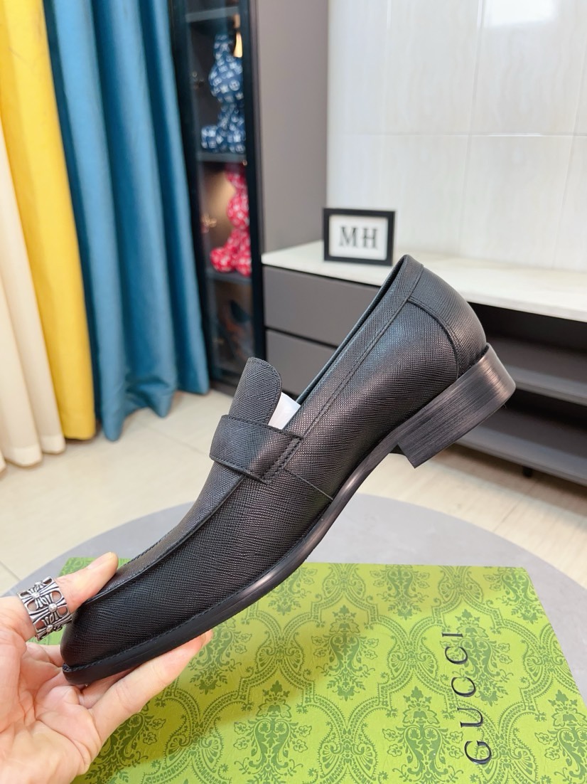 [TOP] GUCCI Men's Business Leather Shoes - Black