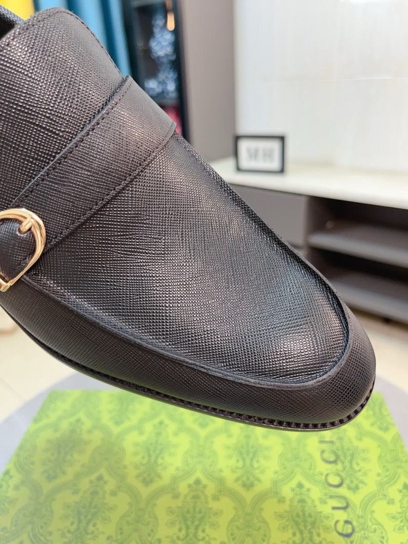 [TOP] GUCCI Men's Business Leather Shoes - Black