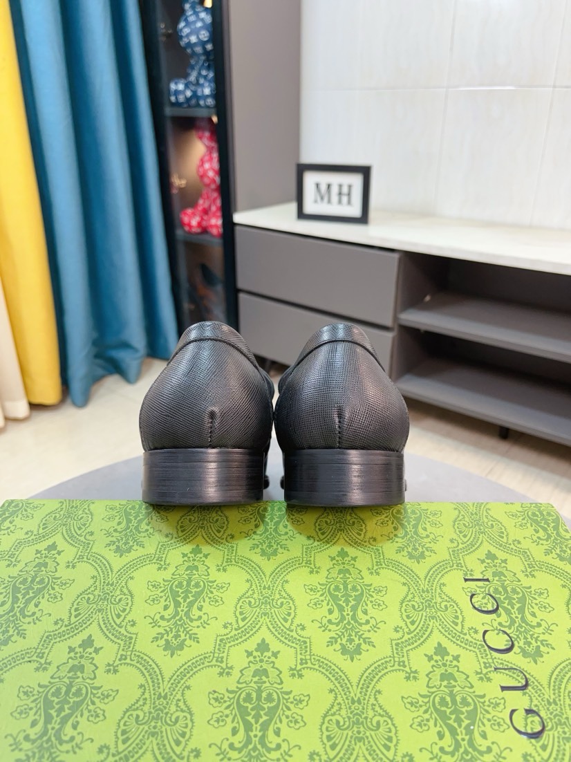 [TOP] GUCCI Men's Business Leather Shoes - Black