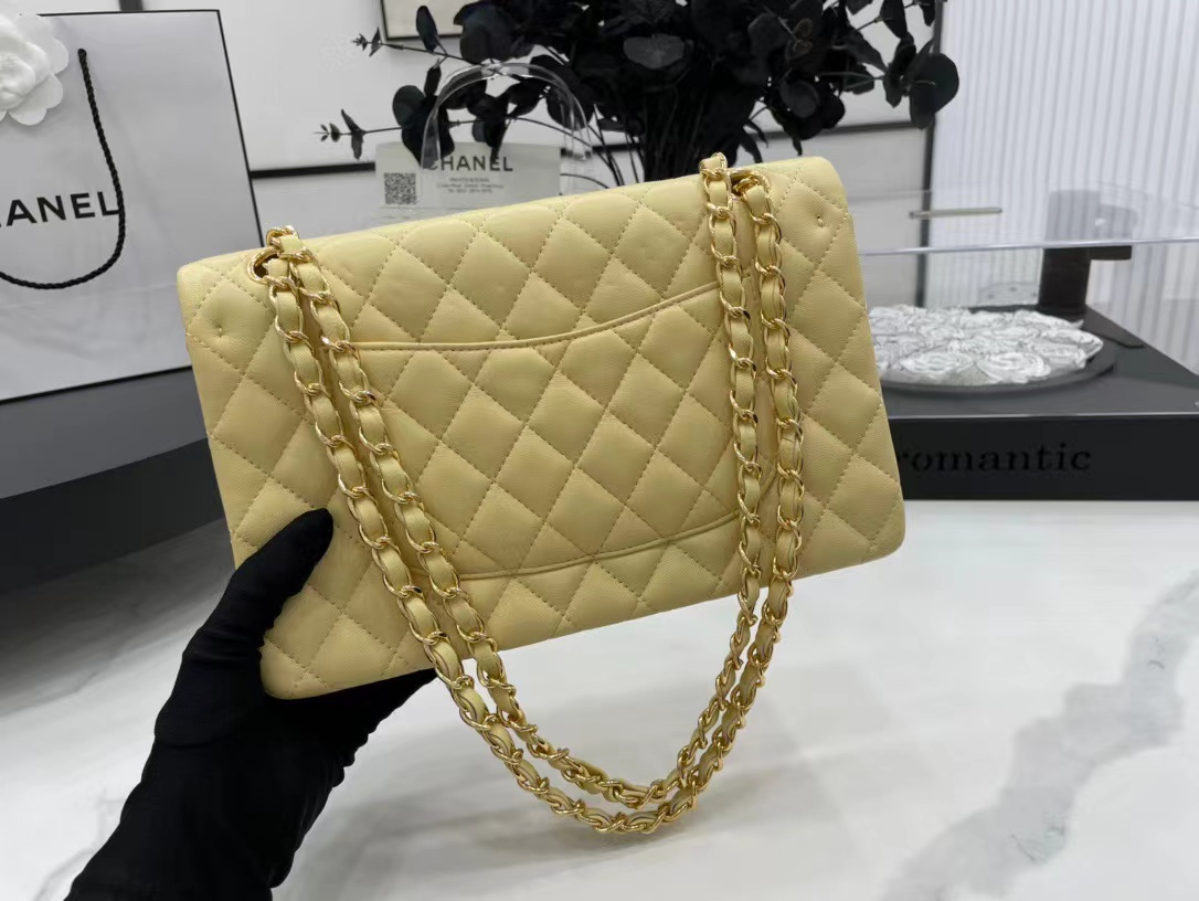 [TOP] CHANEL Classic Flap Bag 25cm- Yellow