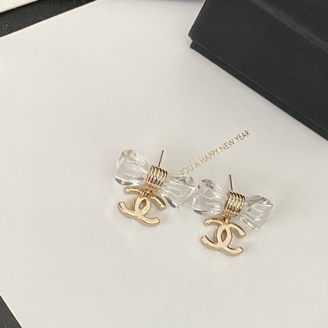 [TOP] CHANEL Bow Earrings- Gold