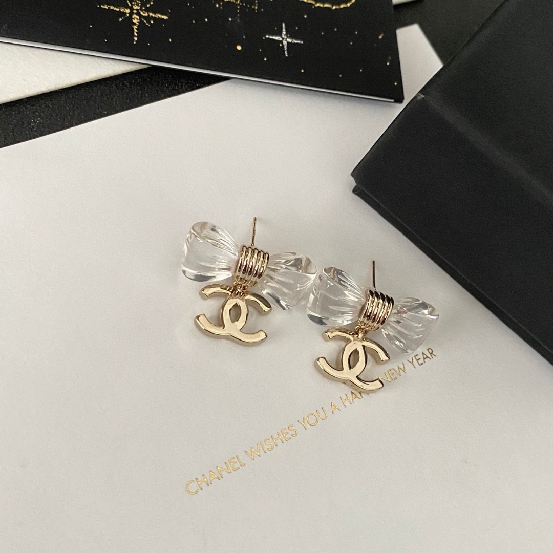 [TOP] CHANEL Bow Earrings- Gold