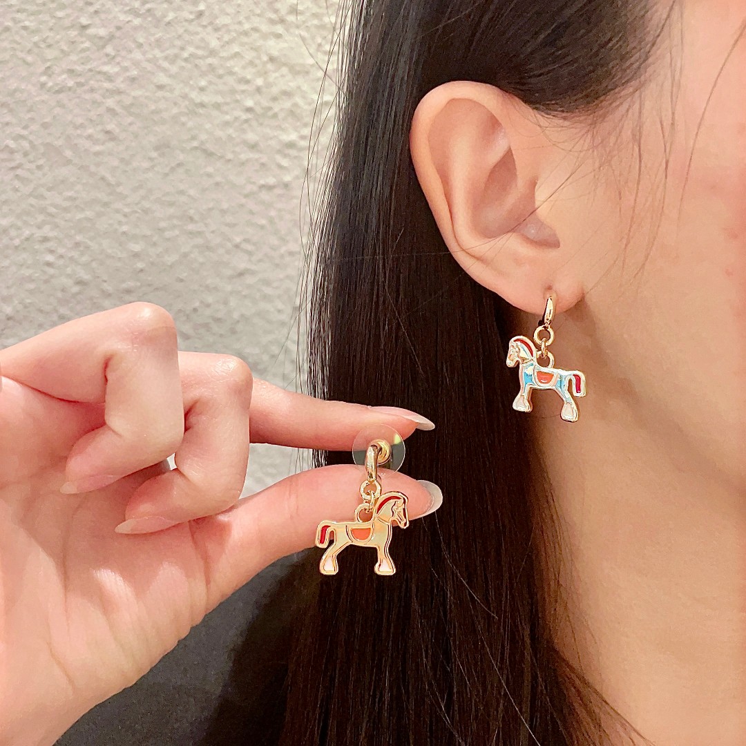 [TOP] HERMES Horse Earring-2 Colors