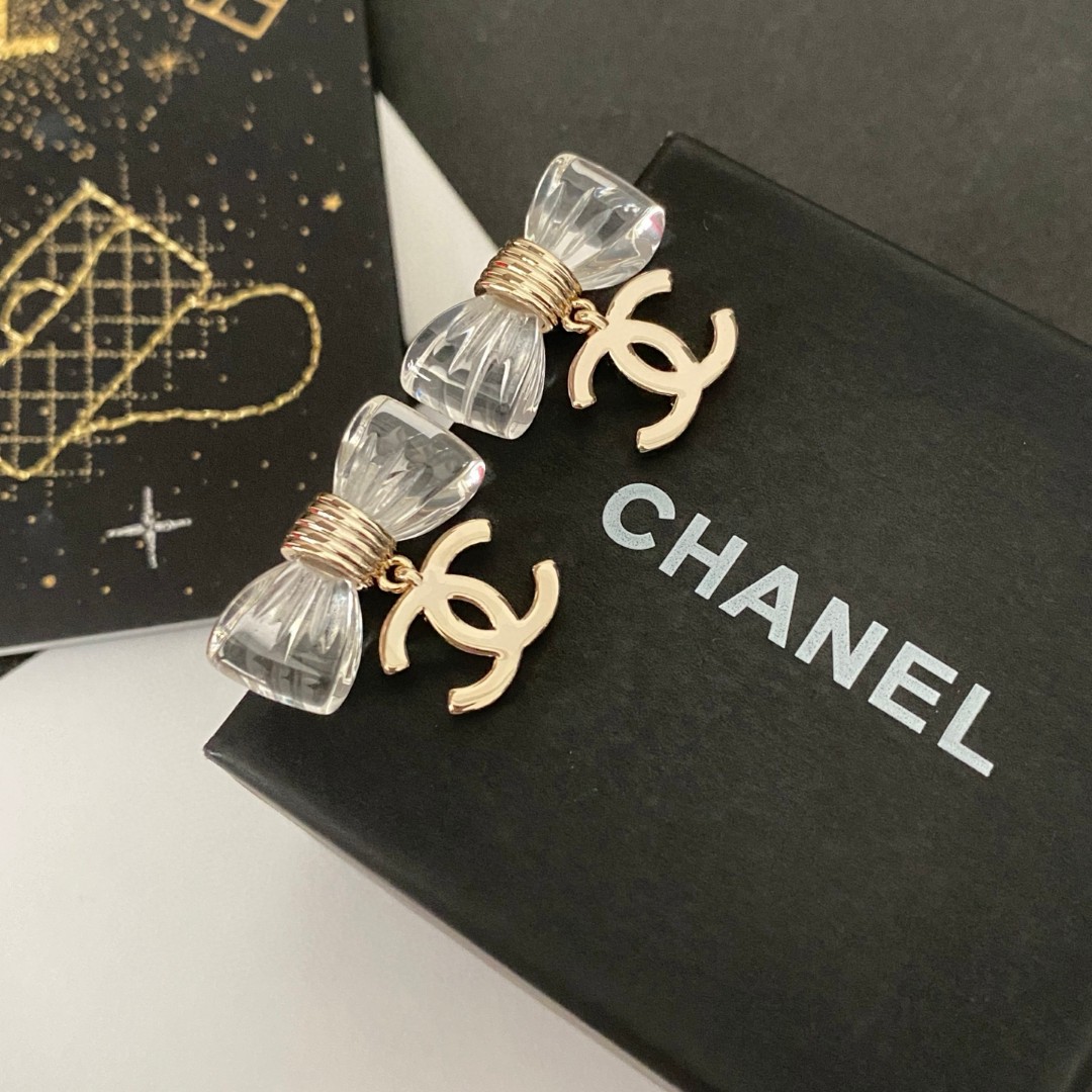 [TOP] CHANEL Bow Earrings- Gold