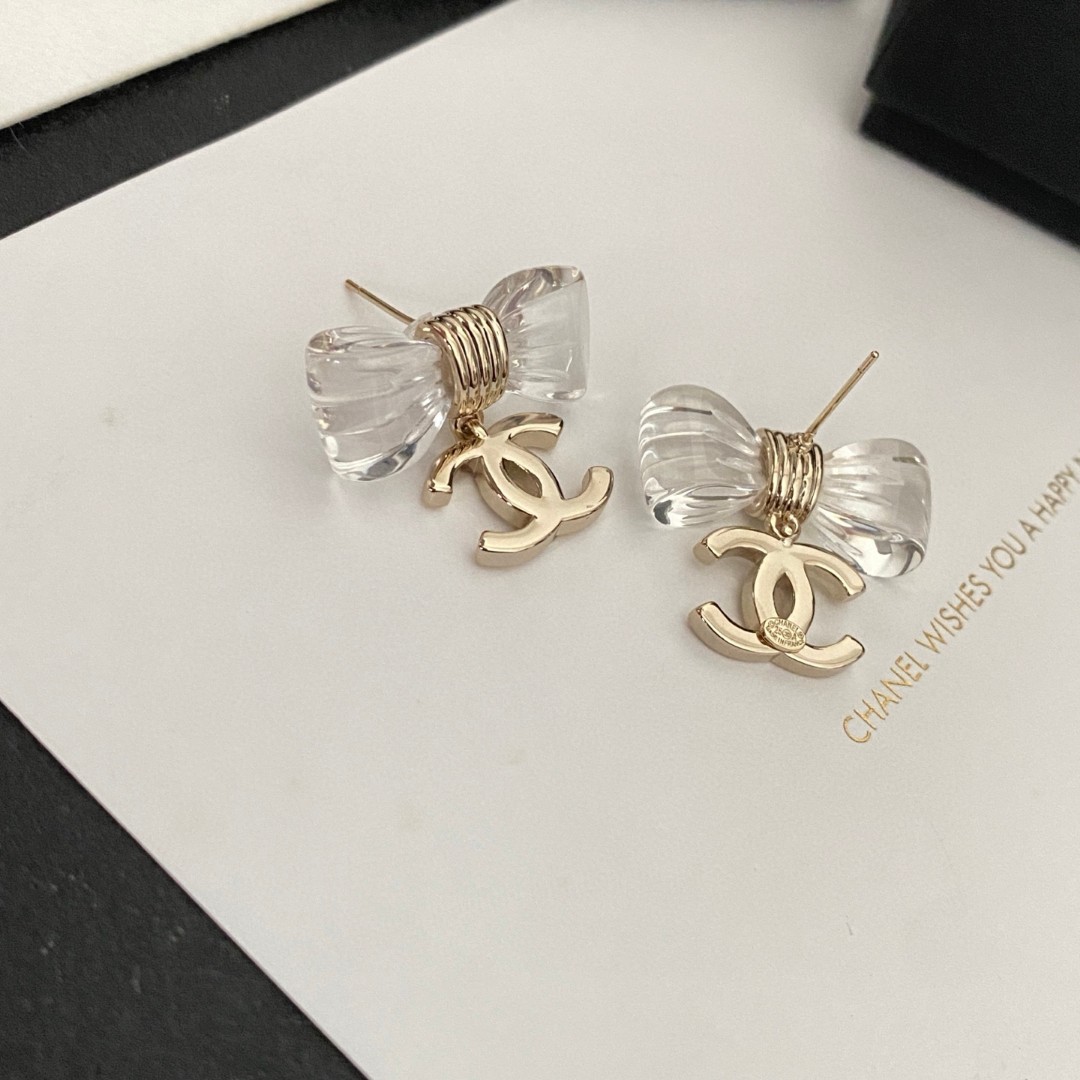 [TOP] CHANEL Bow Earrings- Gold