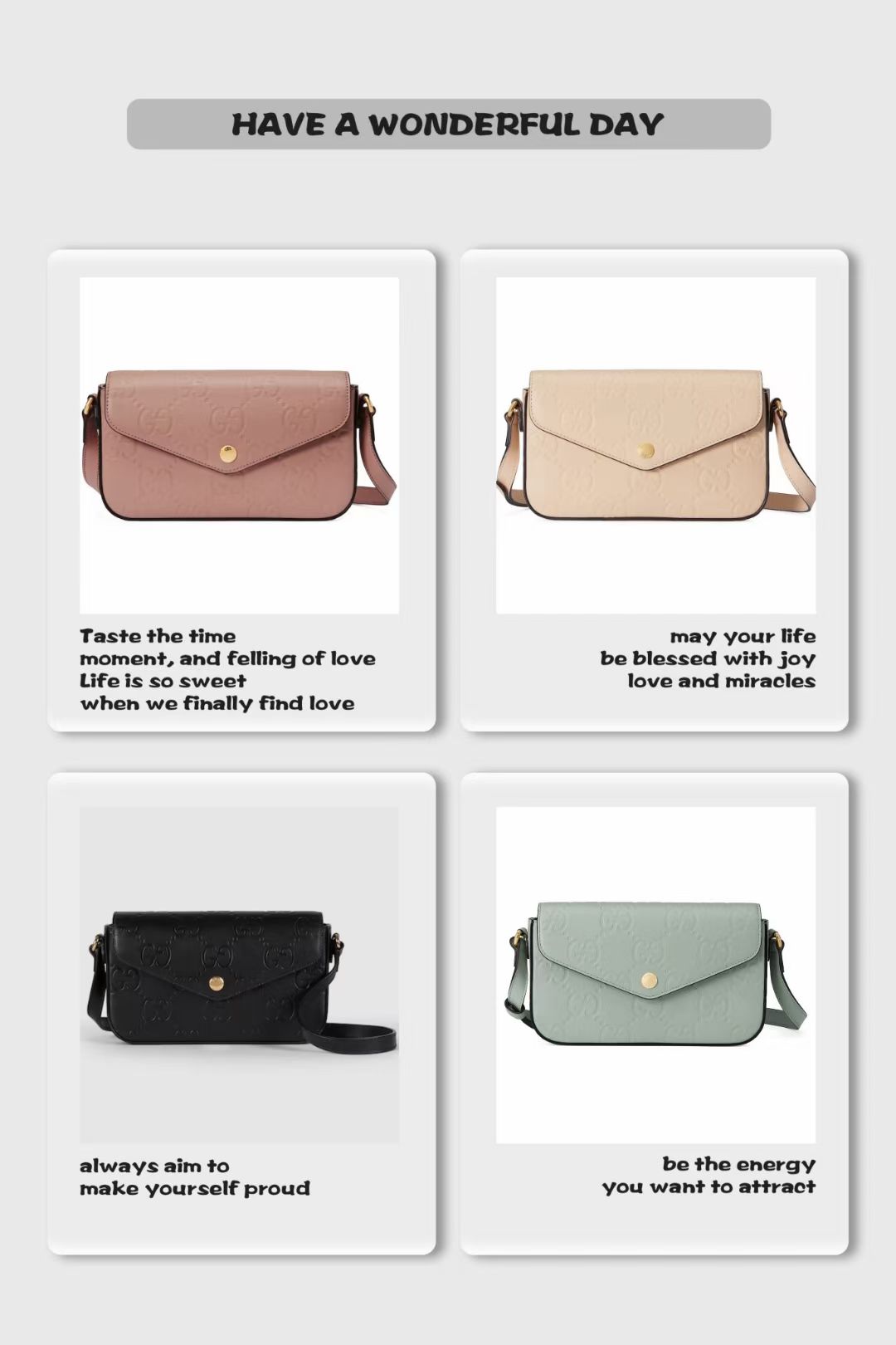 [TOP] GUCCI Macaron Envelope Bag 21*13.5*3 cm - 4 Colour