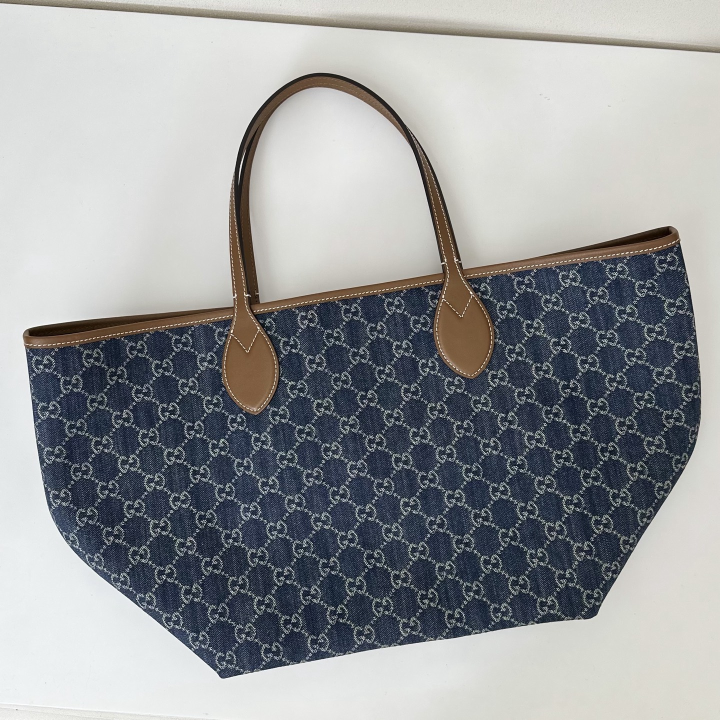 [TOP] GUCCI G*G Totissima Tote Bags Denim 22*19*18cm/30.5*28*27cm - Blue
