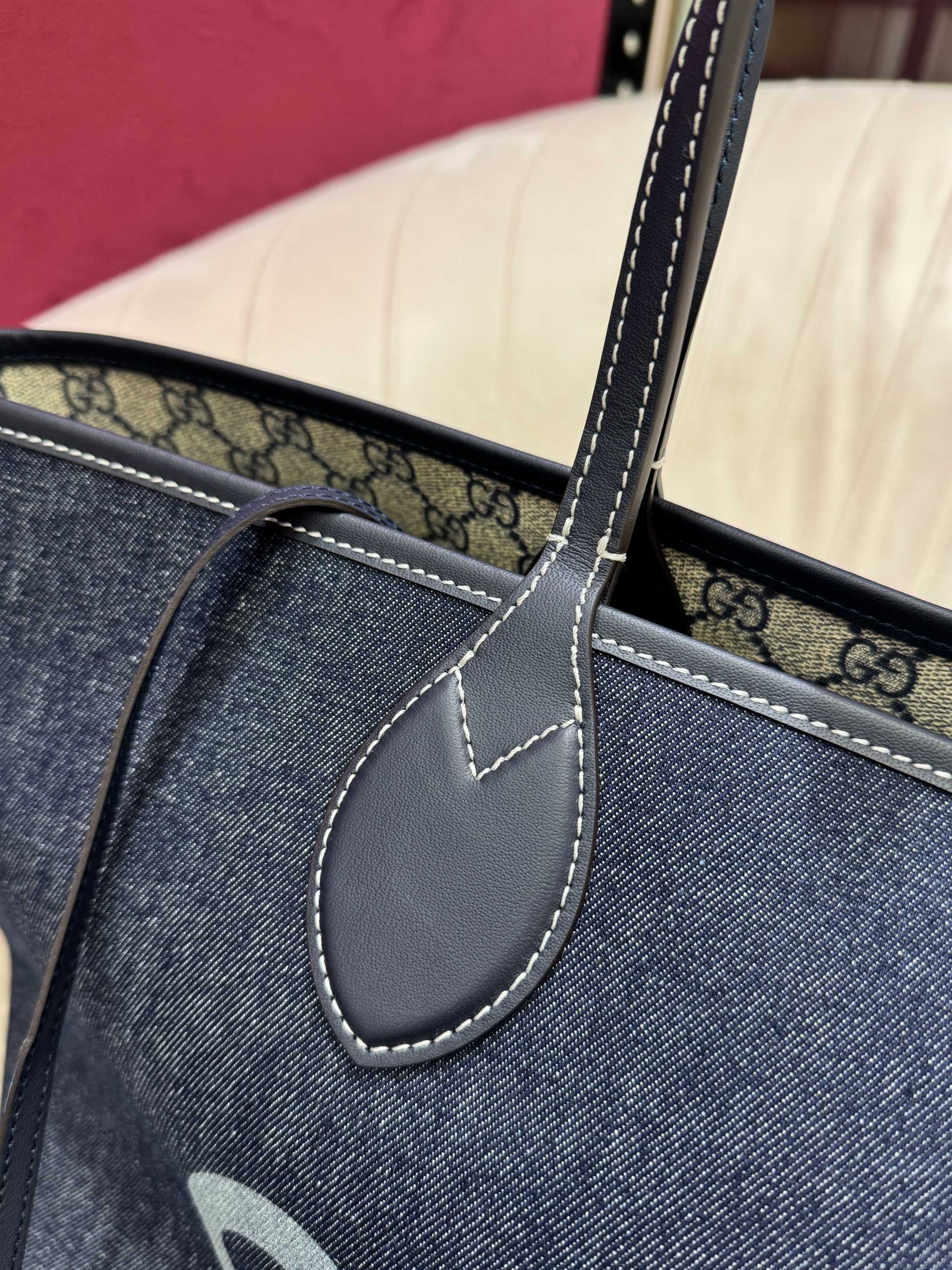 [TOP] GUCCI G*G Totissima Tote Bags Denim 30.5*28*27cm - Blue