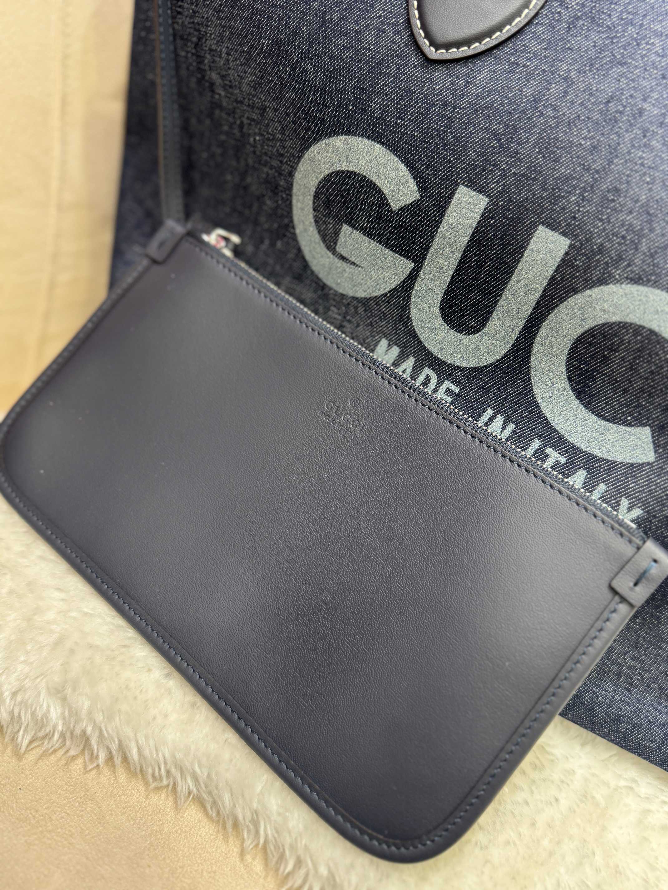 [TOP] GUCCI G*G Totissima Tote Bags Denim 30.5*28*27cm - Blue