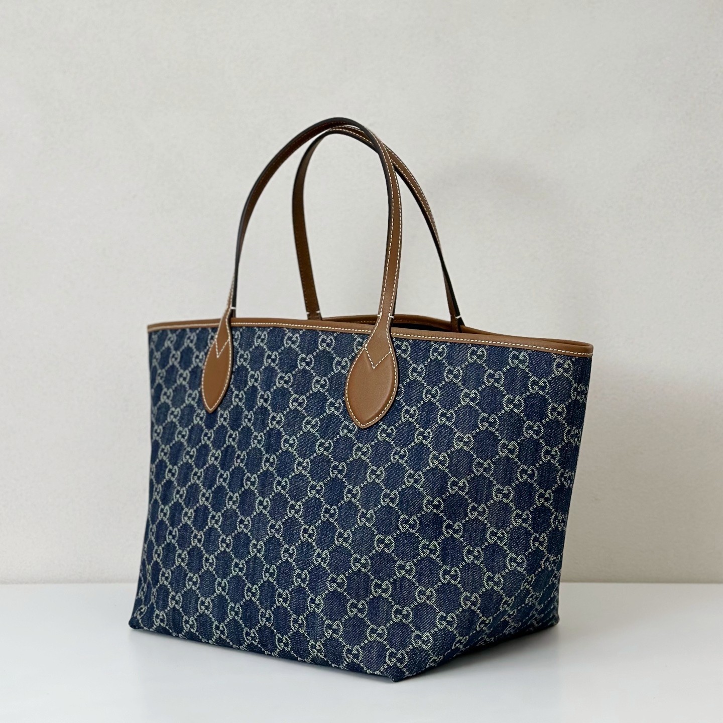 [TOP] GUCCI G*G Totissima Tote Bags Denim 22*19*18cm/30.5*28*27cm - Blue
