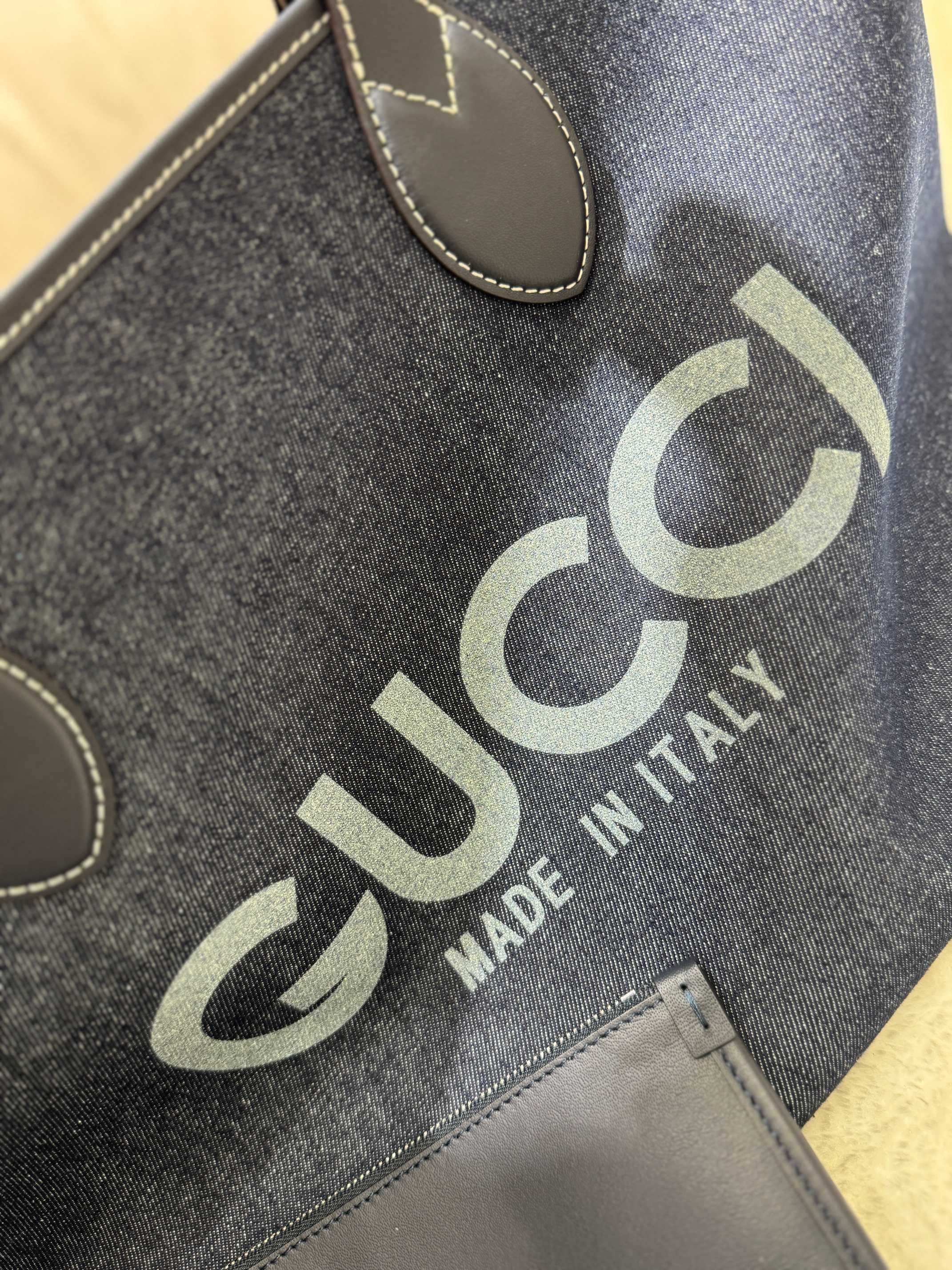 [TOP] GUCCI G*G Totissima Tote Bags Denim 30.5*28*27cm - Blue