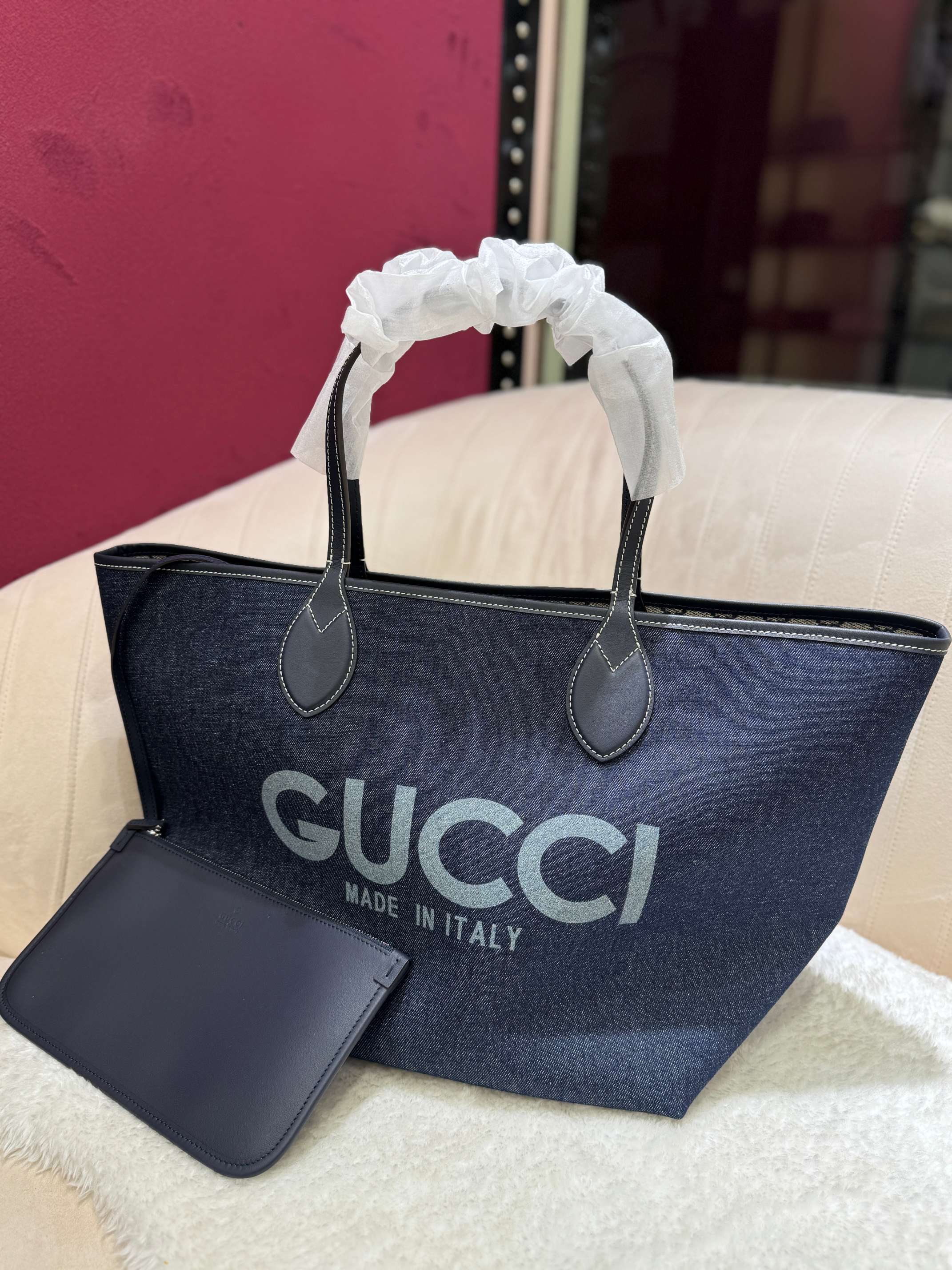 [TOP] GUCCI G*G Totissima Tote Bags Denim 30.5*28*27cm - Blue