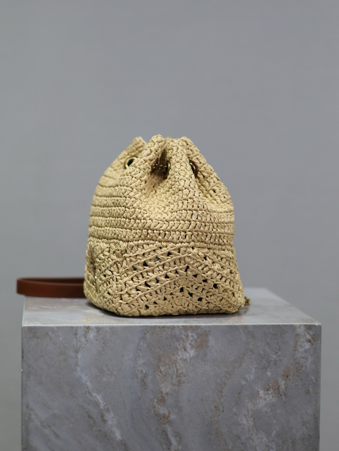 [TOP] Yves Saint Laurent YSL Joe Bag Weaving 19x13x13cm - Beige