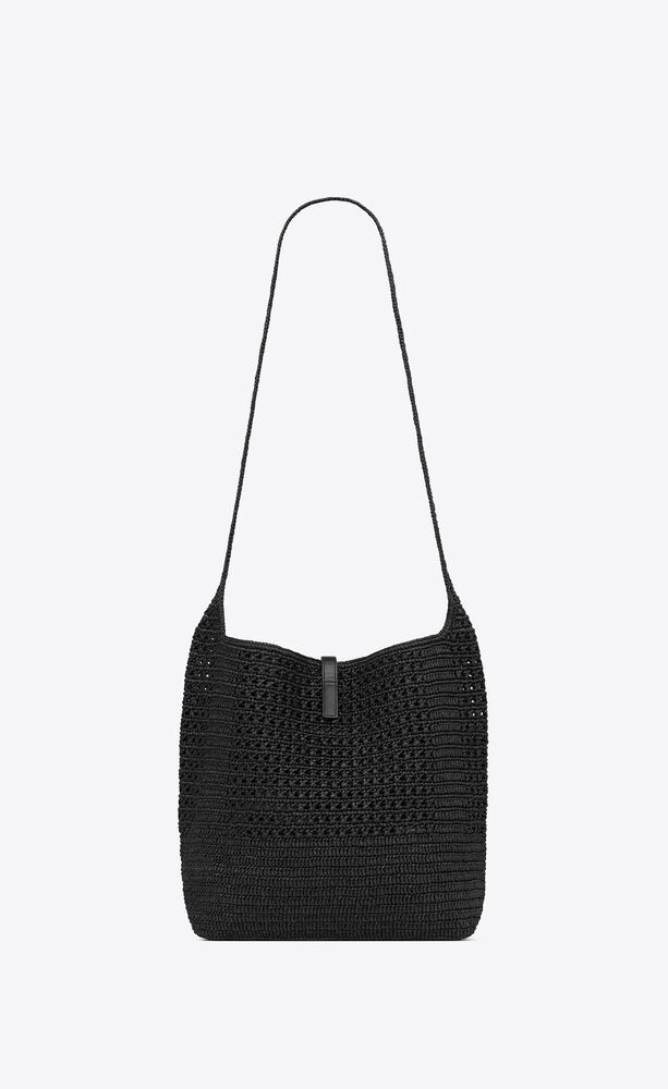 [TOP] Yves Saint Laurent YSL HOBO RAFFIA Handwoven LE 5 À 7 Bag 30 × 37 × 14 cm - Black