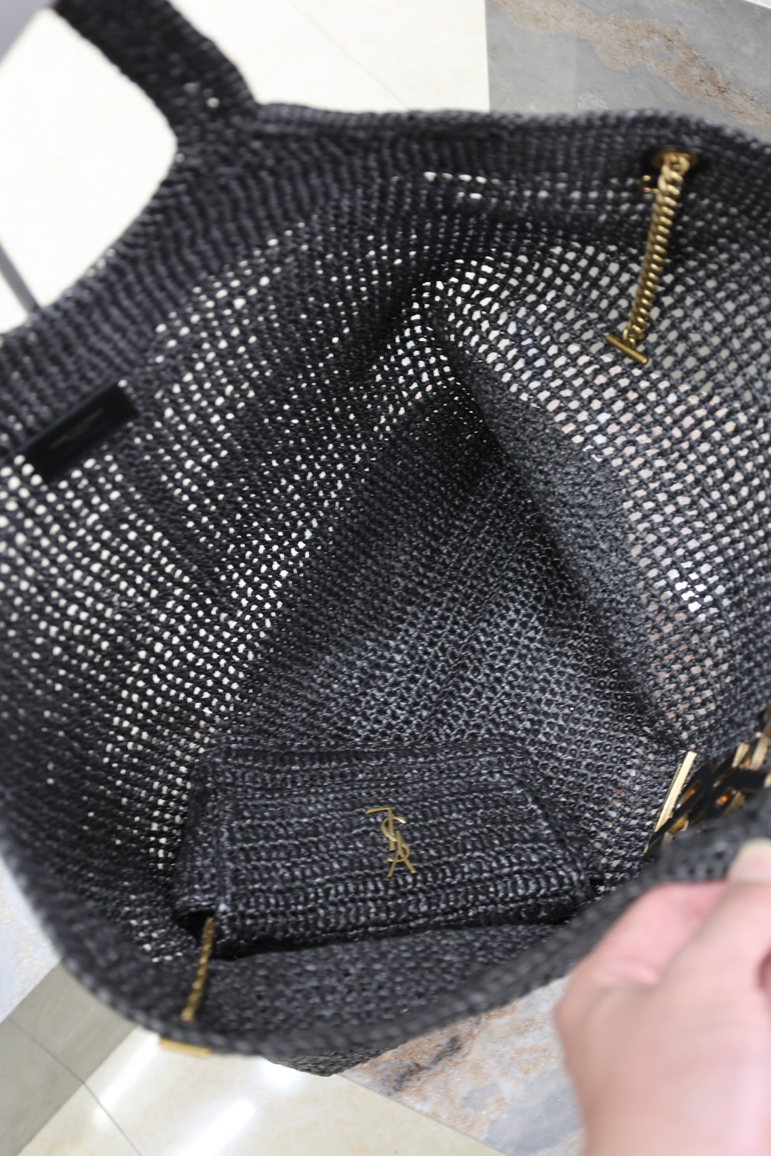 [TOP] Yves Saint Laurent YSL Icare Tote Bag - Black/Khaki