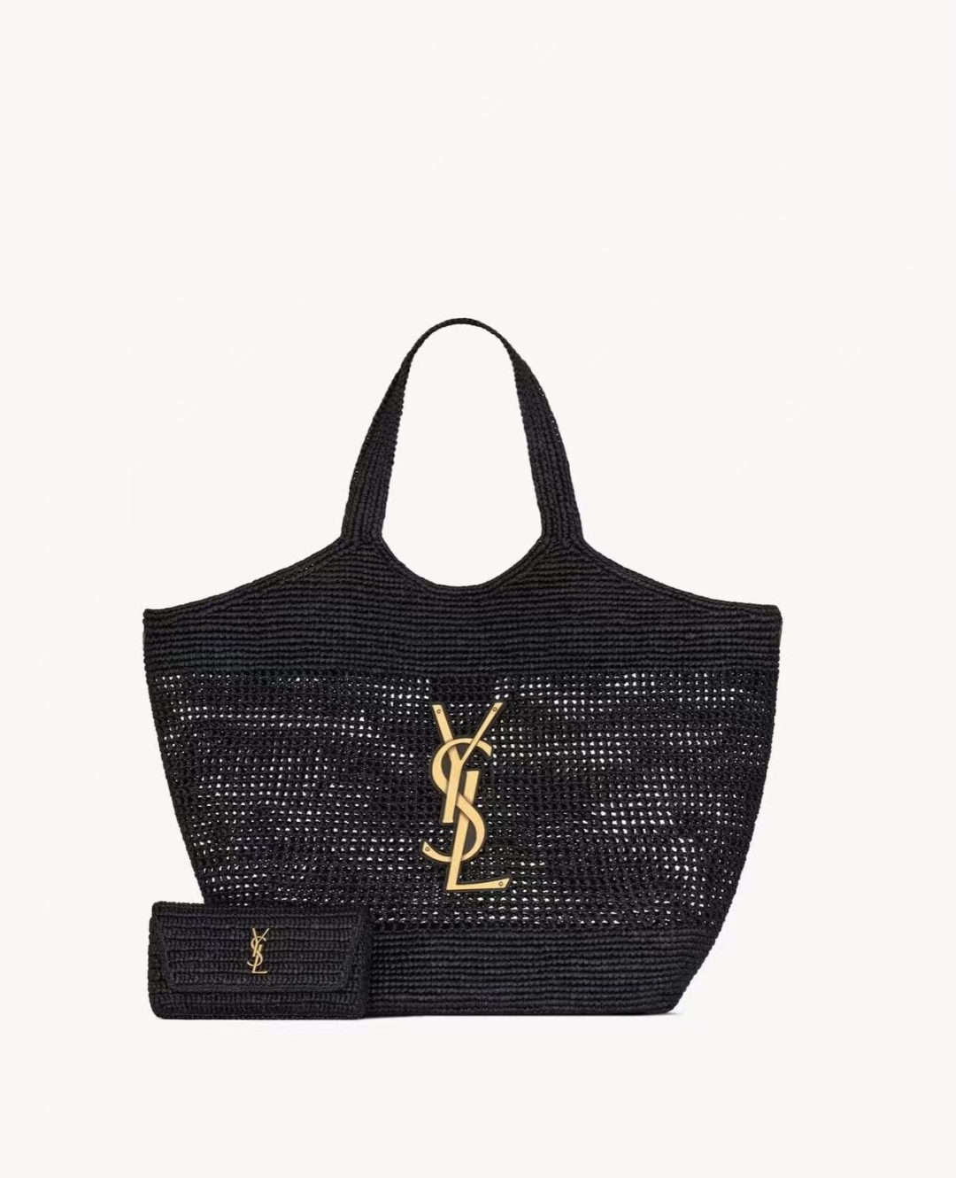 [TOP] Yves Saint Laurent YSL Icare Tote Bag - Black/Khaki