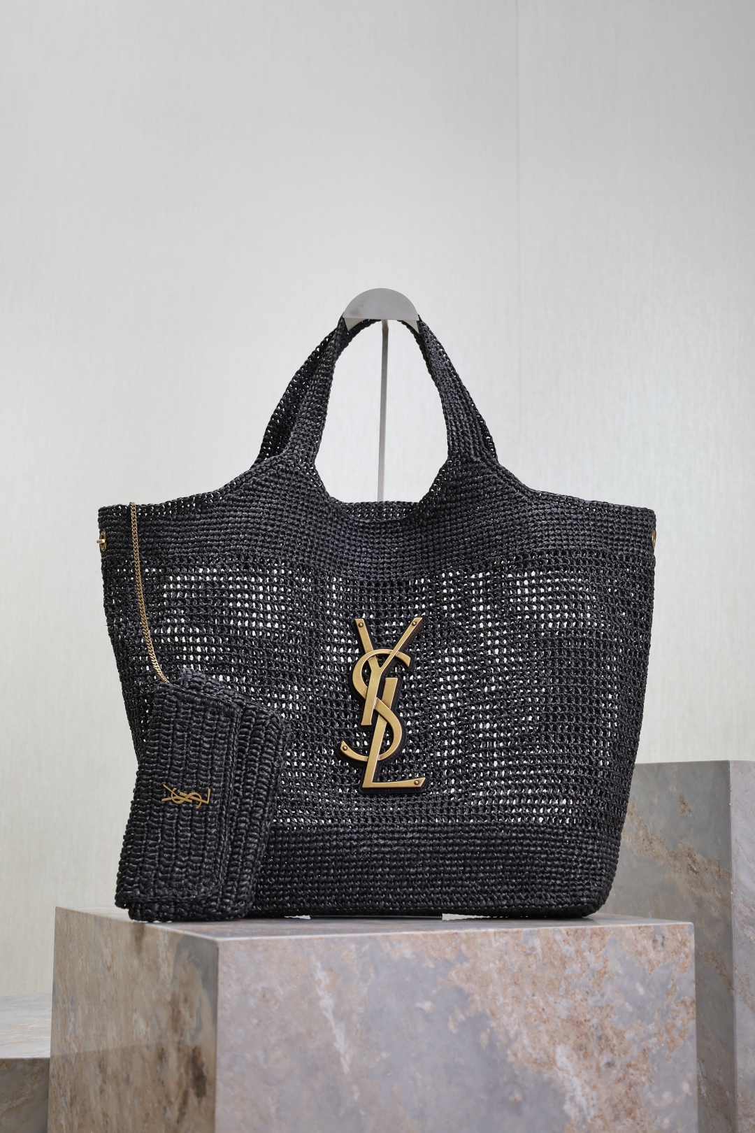 [TOP] Yves Saint Laurent YSL Icare Tote Bag - Black/Khaki