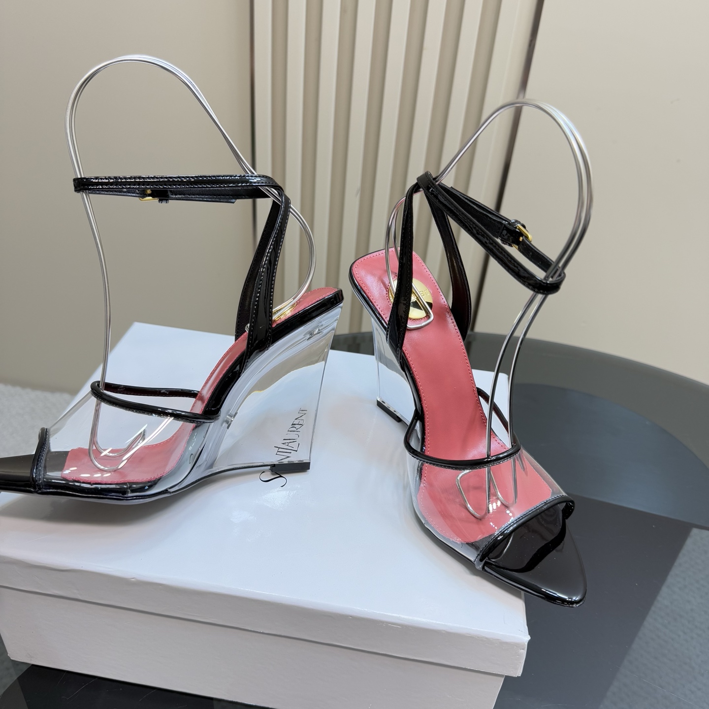 [TOP] Yves Saint Laurent YSL 25ss High Heel Sandals - Pink and Black