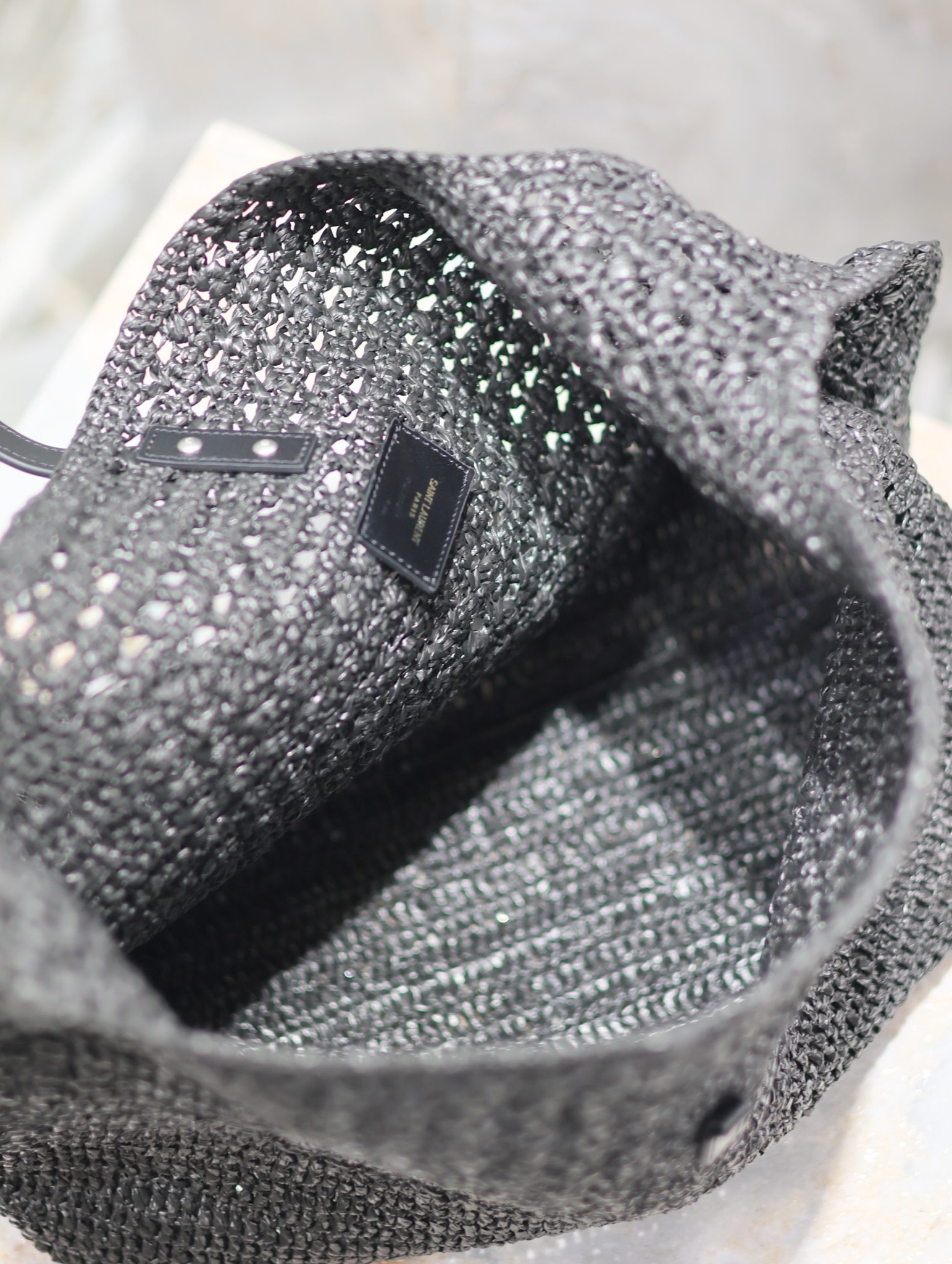 [TOP] Yves Saint Laurent YSL HOBO RAFFIA Handwoven LE 5 À 7 Bag 30 × 37 × 14 cm - Black