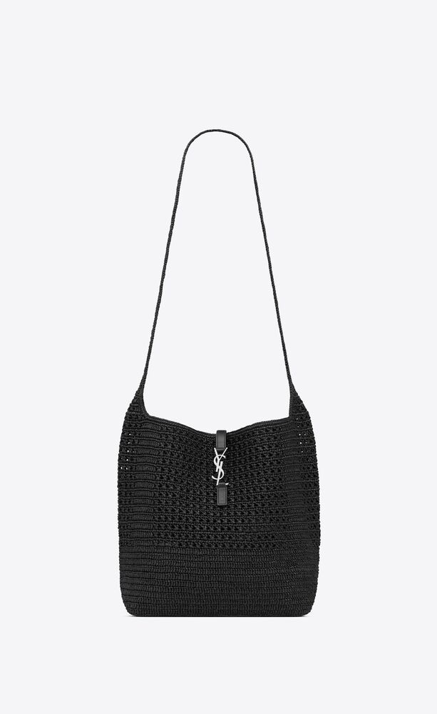 [TOP] Yves Saint Laurent YSL HOBO RAFFIA Handwoven LE 5 À 7 Bag 30 × 37 × 14 cm - Black
