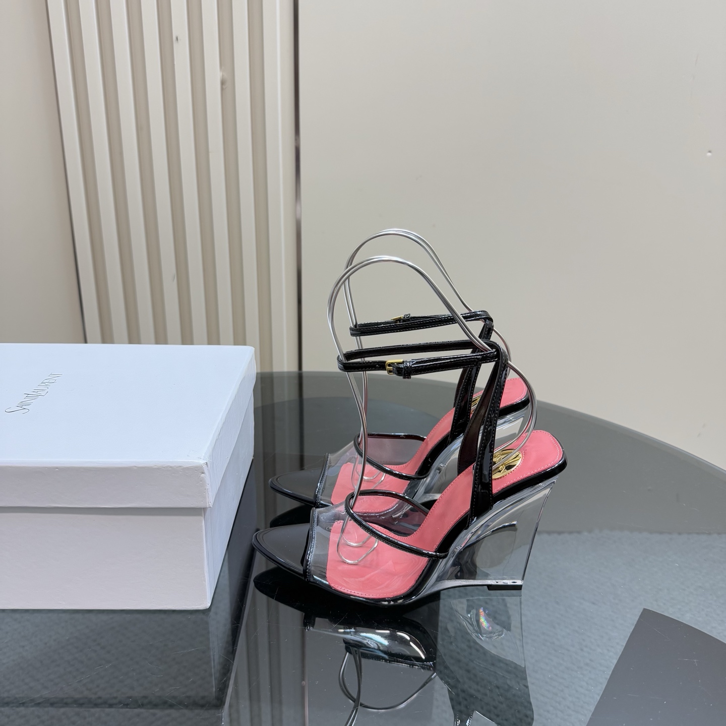 [TOP] Yves Saint Laurent YSL 25ss High Heel Sandals - Pink and Black