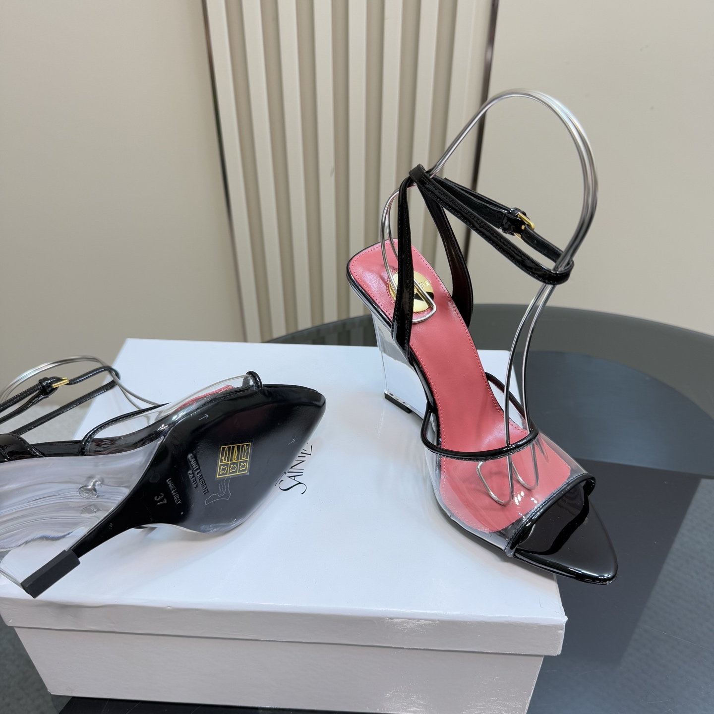 [TOP] Yves Saint Laurent YSL 25ss High Heel Sandals - Pink and Black