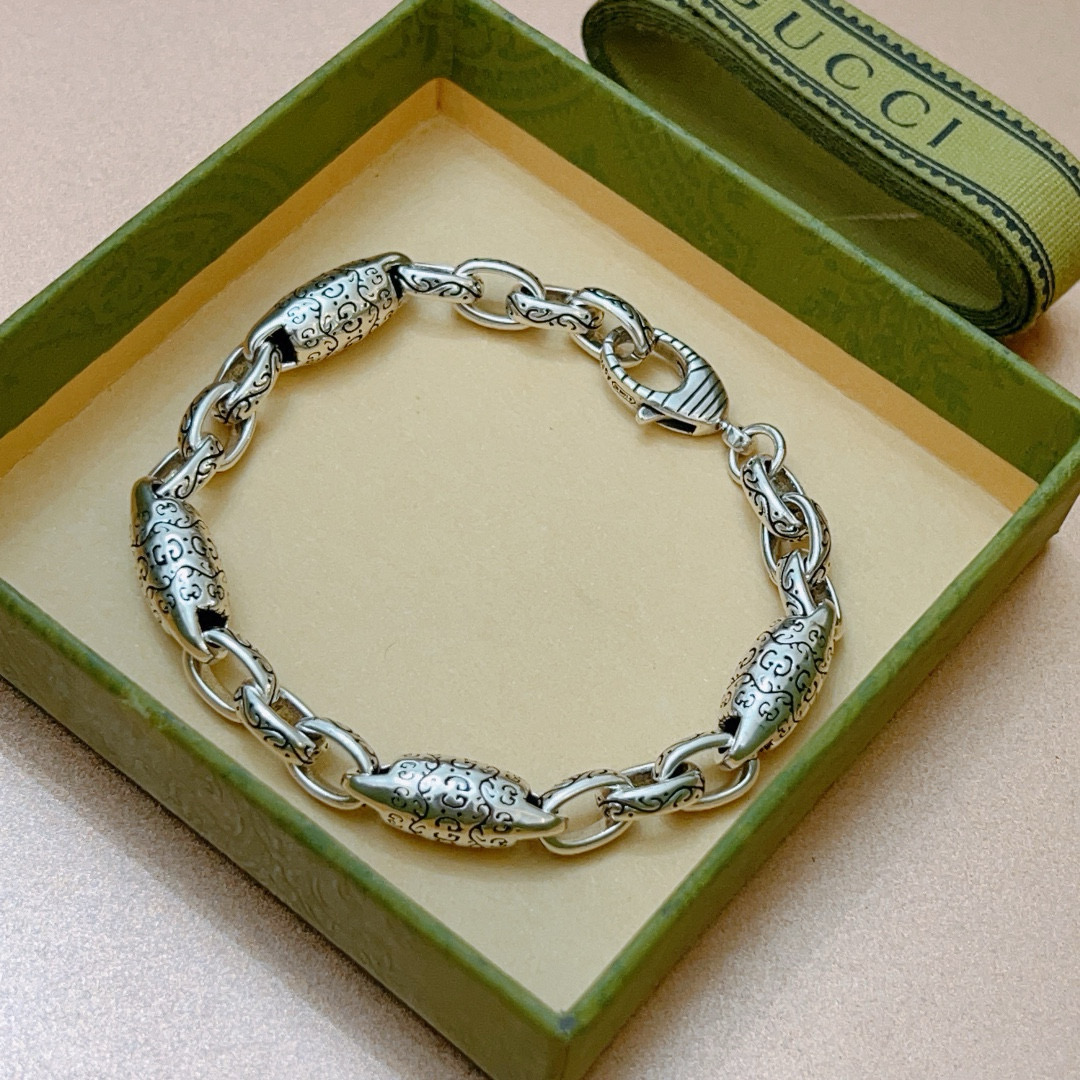 [TOP] GUCCI Men's Classic Bracelet - Silver