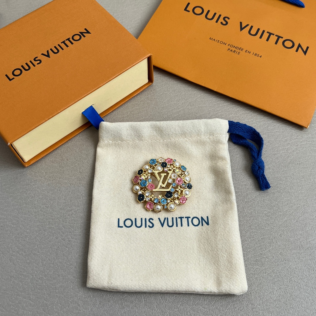 [TOP] Louis Vuitton LV Brooch - Gold