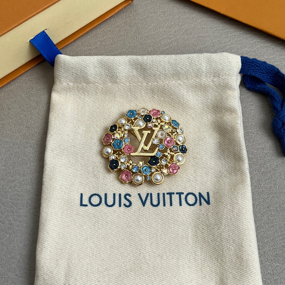 [TOP] Louis Vuitton LV Brooch - Gold