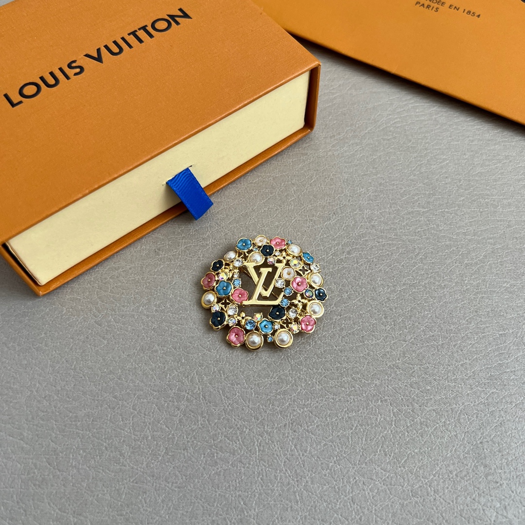 [TOP] Louis Vuitton LV Brooch - Gold