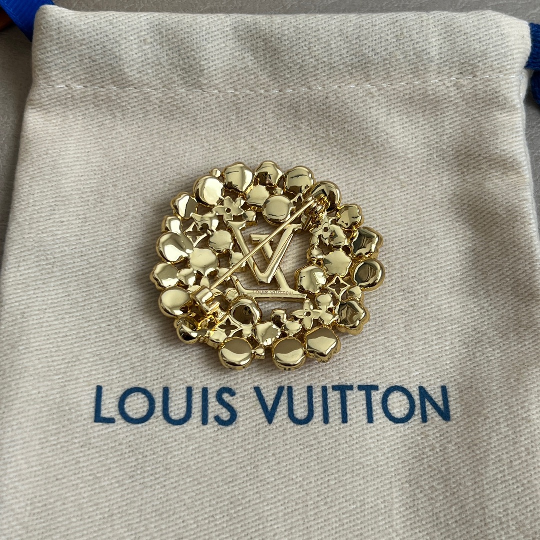 [TOP] Louis Vuitton LV Brooch - Gold