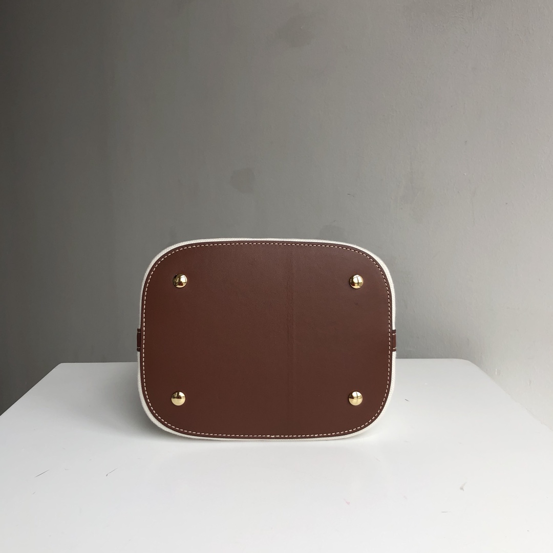 [TOP] BURBERRY Canvas Bucket Bag 25x21x16.5cm - White