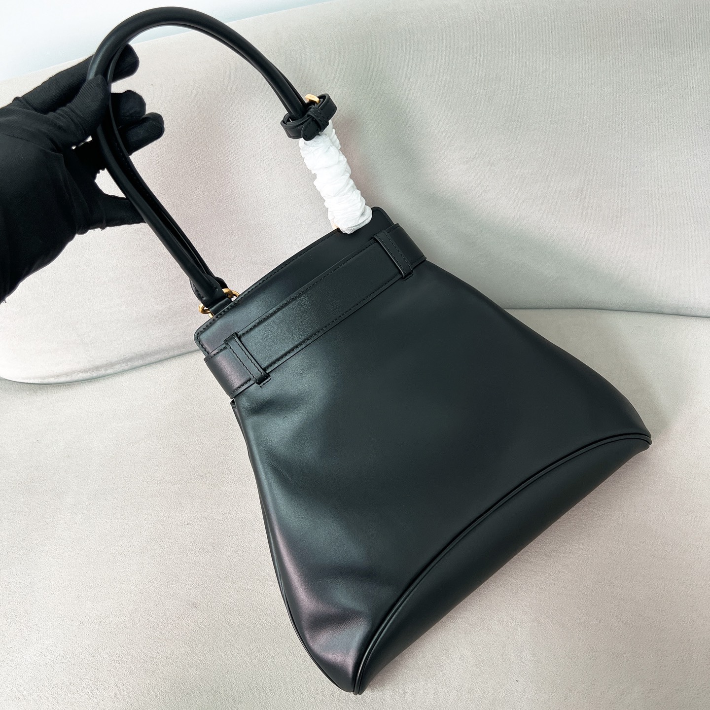 [TOP] PRADA Carey Leather Handbag  31*28*5cm - Black